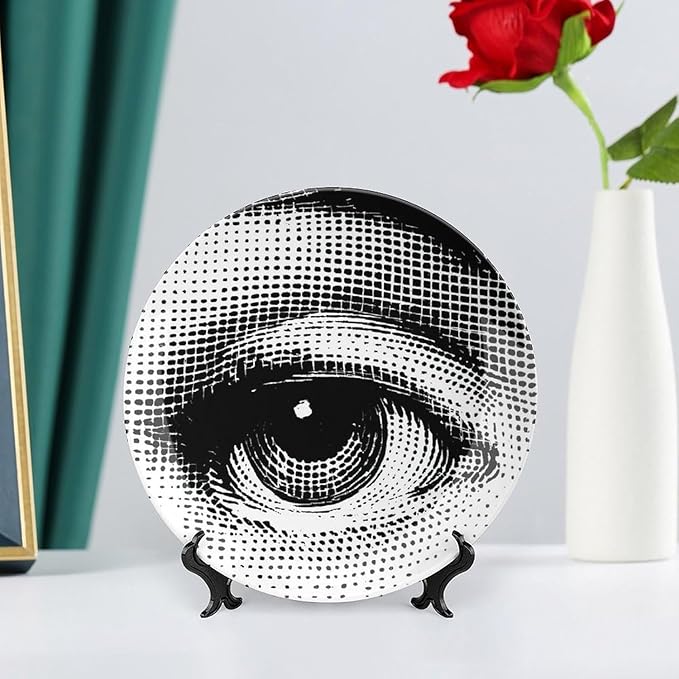 Lina Cavalieri Plate, Wall Decorative Plate, Mysterious Face Plate Wall Hanging Decoration,Including Bracket And Special Spring HooK, (Style-10, 8inch)