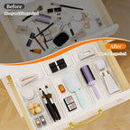 32 PCS Clear Plastic Drawer Organizer Set, 4-Size vanity organizer Trays and Storage Bins for Makeup, Jewelry and Gadgets in Bedroom, Bathroom and Office, Clear