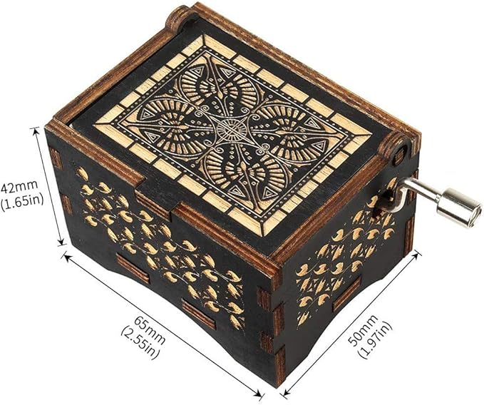 Dream Loom Wooden Music Box, Hand Cranked Laser Engraved Small Musical Boxes for Kids, Play You are My Sunshine Melody