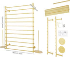 12 Layers Gold Wall Display Stand Wrapping Paper Ribbon Organizer Tie Scarf Rack Belt Towel Holder Spool Hijab Stand Metal Shelving for Home, Retail Stores, Flower Shop, Studio, Sewing-80cm