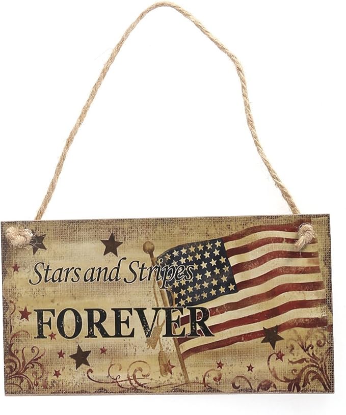 BinaryABC 4th of July Wooden Sign Plaque Door Wall Hanging Decorations, Fourth of July Independence Day Memorial Day Party Decorations