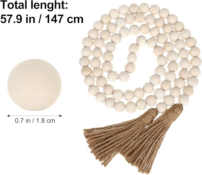 IMIKEYA Wooden Beads Garland: 2PCS Farmhouse Wood Bead Garland for Tiered Tray Farmhouse s Hanging Wood with Tassels Prayer Rustic s for Coffee Table Decor
