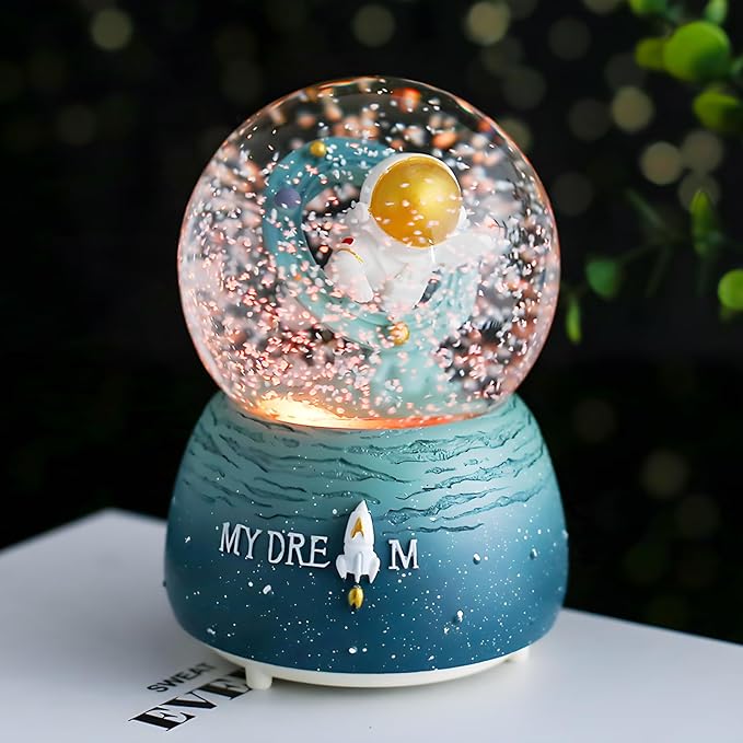 Christmas Snow Globe, Musical Snow Globe with Color Changing Led Lights, Automatic Snow Fall Effect, Christmas Decorations with Music Box Gifts for Girls Kids(A)