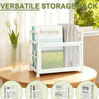 White Magazine Holder, Magazine File Holder, Magazine Rack Floor Magazine Basket, Magazine Stand for Letters, Magazines, Books, Newspapers, Folder Organizer Bin for Books