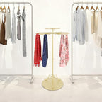Scarf Display Stand, Commercial Hijab Organizer with 30 Rods, 360°Rotation Scarf Holder Display Rack Organizer for Boutique Retail Store, Apartment, Home Use (Gold, 27.6'')