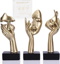 3 Pcs Thinker Large Statue Set - Black Glod Art Abstract Home Accent Figurines for Living Room, Bedroom, Shelves, Office Desktop, Coffee Table Decor, Gift for Women (3 Pcs Black Glod, 9")