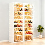 Elayce Nine-Layer Shoe Rack, Foldable Storage Box, Transparent Magnetic Door, no Installation Required, entryway Closet in White