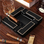 Cigar Ashtray Large Ceramic Cigarettes Ash Tray Black Cigars Ashtrays for Men travel, Indoor, Outdoor, Patio, Home, Office, Gift
