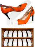 Shoe Slots Organizer, 12PCS Adjustable Double Layer Stack Shoe Rack, 50% Space-Saving Storage Rack Holder, White