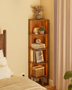 Corner Shelf Stand, 5 Tier Corner Bookshelf,Corner Furniture for Bedroom Display Corner Shelf for Small Space,Wood Shelves with Storage Rack for Living Room,Office,Walnut