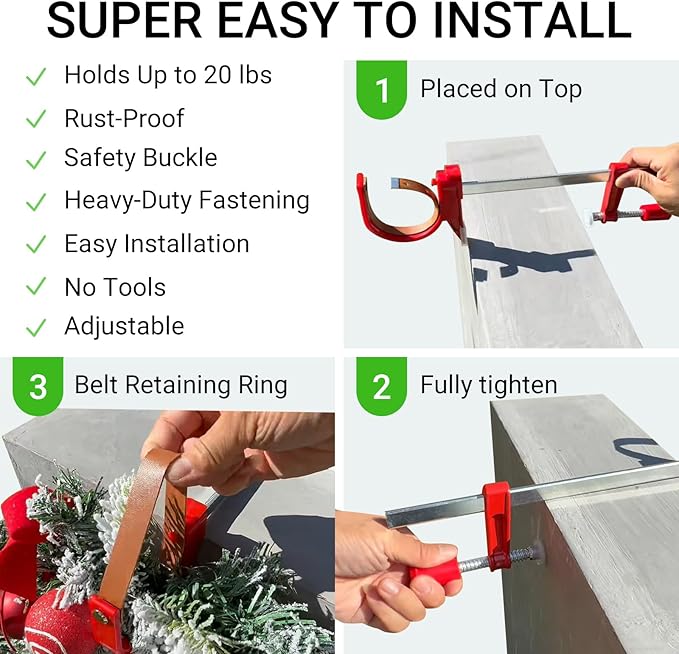 Cemetery Wreath Holder,2-Pack Headstone Wreath Hanger,Sturdy Steel with Locking Buckle,Easily Holds 20 lbs,Grave Marker Decor for Mother's Day,Memorial Day,for 3-8 inch Tombstones,Red,Never Blown Away
