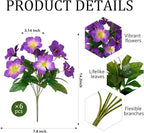 Fake Artificial Flowers for Outdoors 6 PCS Azalea Bouquet Silk Flowers for Outside UV Resistant Faux Flowers Plants for Outdoor Planters Realistic Spring Home Front Door Patio Garden Porch Decor