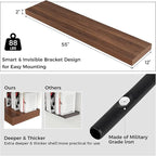 Venusmiles Floating Shelves for Wall, 55 Inch Wide x 12 Inch Deep Floating Shelves, Long Wood Floating Wall Shelf Shelves for Living Room Bathroom Bedroom Kitchen Home - (Walnut, 55" W x 12" D x 2" H)