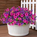 12 Bundles Morning Glory Artificial Flowers for Outdoor Decoration UV Resistant Fake Plastic Plants Artificial Greenery for Indoor Outdoor Garden Patio Window Box Home Decor