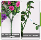 Fake Artificial Hanging Flowers for Outdoor, 2 PCS Silk Morning Glory Faux Flowers with Eucalyptus Leaves,Realistic Hanging Plants for Wedding Home Office Garden Decor
