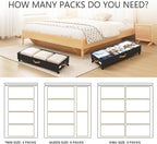 Under Bed Storage with Wheels 2-Pack, 75L XXL Under the Bed Storage Containers Large, 12" Tall Adjustable Storage for Underbed with Lids, Rolling for Clothes, Shoes, Blankets (Black)