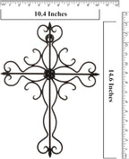 RELY+ Black Matte Wall Cross 14x10 Inch Living Room Décor Outdoor Crucifix Rustic Wall Decor Metal Wall Art Decorative Hanging Iron Wrought Wall Décor crosses for Indoor Home Halloween Decorations
