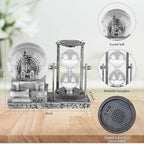 LED MusicCrystal Snow Globe， Sand Timer ，Hourglass,Home Decor,Table Decor for Living Room ，Office Desk Decorations[ Silver Ferris Wheel ]