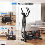 Merach Elliptical Machine, Elliptical Exercise Machine for Home with Hyper-Quiet Magnetic Drive System, Elliptical Training Machines with16.5-19IN Stride, Automatic Resistance, 400lbs Capacity