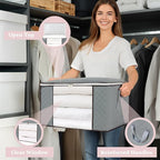 combocube Comforter Storage Bag, Zippered Bag with Large Clear Window and Carry Handles, Space Saver Organizers for Closet, Blanket, Pillow, Quilt, Bedding, Clothes (2Pcs Grey Large)