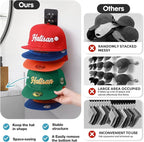 4 Pack Hat Organizer for Baseball Caps, Detachable DIY Hat Rack for Wall Hat Holder Hold up to 44 Hats, Baseball Cap Organizer Cap Holder Hat Hangers for Wall Closet Door Bedroom(4pcs,Black)