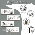 ONIZHITY Set of 4 Black Bathroom Decor With Black Flower Wall Art Inspire Relax Soak Unwind Rustic Farmhouse Wooden Wall Art Ideal for Women's Bedroom, Office, Living Room, Kitchen (10x4)