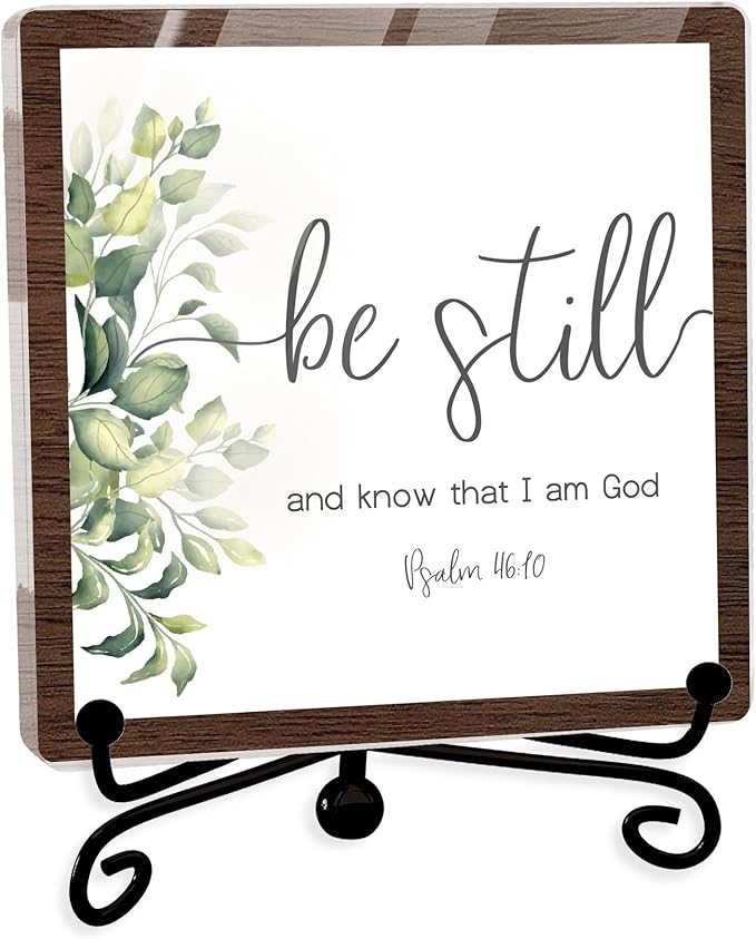 Modern Farmhouse Decor, Home Decor For Living Room, Boho Chic Aesthetic Shelf Decorations, Christian Be Still Acrylic Sign, Farmhouse Entryway Tv Stand Fireplace Coffee Table Decoration (11)