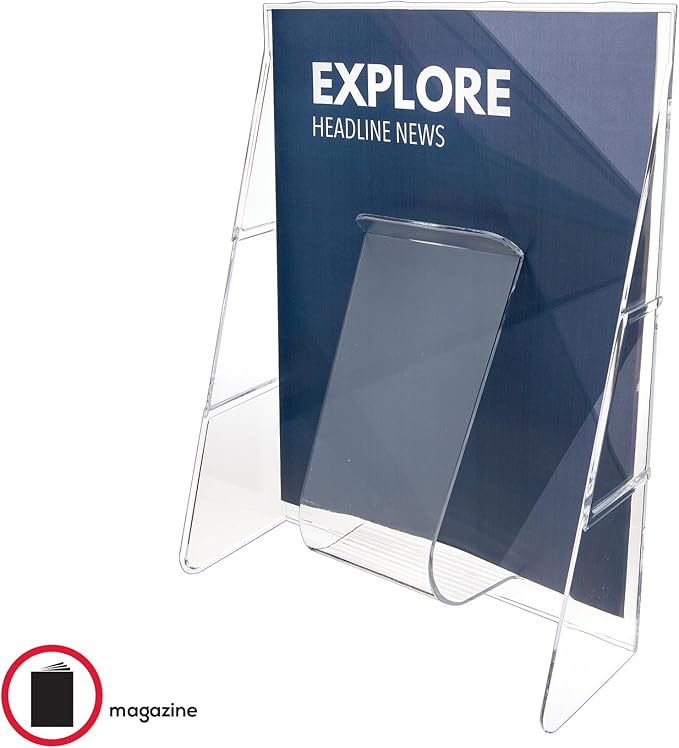 Deflecto Stand-Tall Wall Magazine Holder, Wall Mount Display, Break-Resistant Pocket, Clear, 9-1/8"W x 11-3/4"H x 2-3/4"D (55501)