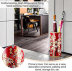 Ceramic Umbrella Stand Umbrella Holder for Entryway Hand-Made Umbrella Stand Barrels Umbrella Holder Cane Floor Standing Vase Ceramic Storage Bucket for Home Office Entrance Indoor.(Red 201)