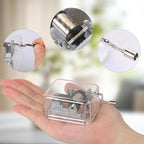 Mini Music Box Transparent Acrylic Hand - Cranked Music Box, Exquisite Mechanical Melody Player for Decoration & Gift