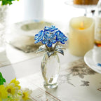 H&D HYALINE & DORA Blue Crystal Forget Me Not Flower Figurine,Flower Gifts for Women,Crystal Glass Flower Collectible Ornaments for Home Decor Table Centerpiece