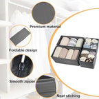 Washable Cloth Drawer Organizer, Set of 4 Foldable Sock Dresser Drawer Organizers Storage Boxes, Fabric Storage Boxes Closet Cabinet Organizer for Clothes (Gray, 2M+2S)