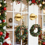 Gold Wreath-Hanger, Strong Stainless Steel Suction-Cup-Wreath-Hooks, 2 Pack Wreath-Door-Hanger Fall Halloween Christmas Decorations, Welcome Sign for Front Door Indoor Outdoor, Reusable Holder