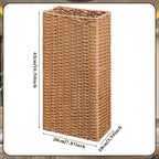 Weysat Woven Umbrella Stand for Entryway Handmade Umbrella Holder Freestanding Cane Stand Natural Color Decorative Umbrella Rack Tall Basket for Laundry Bathroom (Rectangular Style)