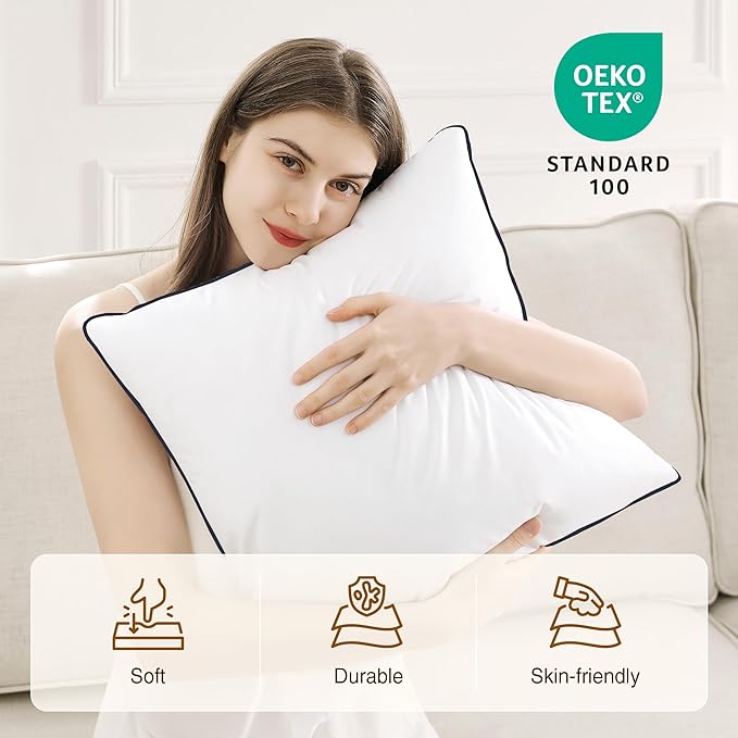puredown® 22x22 Pillow Inserts Set of 2, Full Fluffy Down Alternative Decorative Pillows, Soft Plush Throw Pillows for Couch, Sofa, Bed and Home Decor