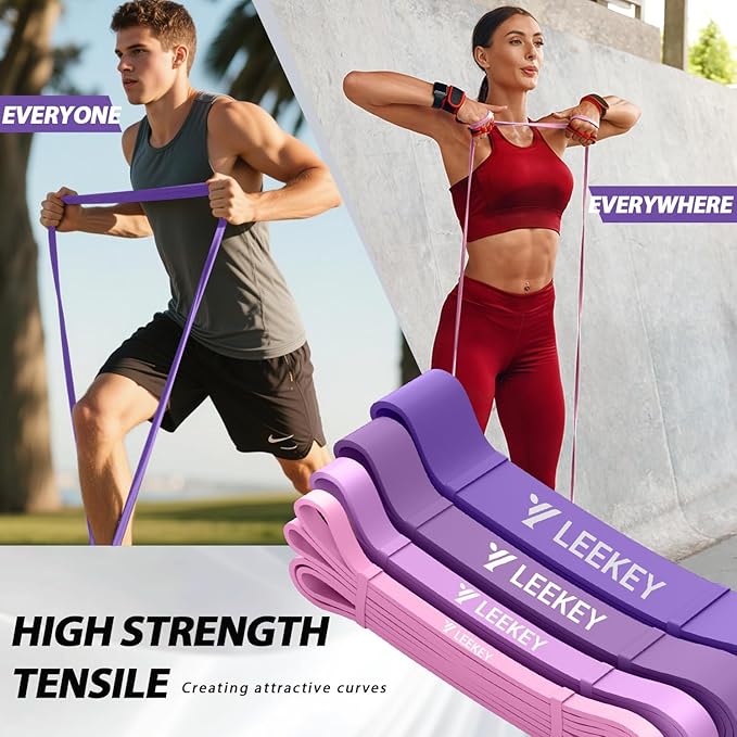 LEEKEY Resistance Bands, Exercise Bands with Handles,Pull Up Assist Bands - Band Set with Door Anchor - Bands for Working Out,Band for Men and Women Fitness Training,Home Workouts