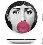 Lina Cavalieri Plate, Wall Decorative Plate, Mysterious Face Plate Wall Hanging Decoration,Including Bracket and Special Spring Hook, 8inch, Style6