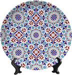 Turkish Decorative Plate Holder, 6 Inch, Colorful Pattern Turkish Round Display Plate, Home Wobble-Plate with Display Stand, Ceramic Craft for Wall Hanging Decorative