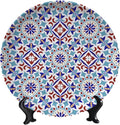 Turkish Decorative Plates, 8 Inch, Colorful Pattern Turkish Round Display Plate, Hanging Decorative Plate with Display Stand, for Home Kitchen Bedroom Decorative Ornaments