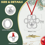 Set of 3 Christmas Hanging Ornaments - Silver Pawprint Christmas Ornaments Tree Decor for Xmas Tree Gift Decorative Hanging Ornaments Hanging Pendants (3, Silver Pawprint)