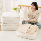 Ultra Space Saving Self Compression Organizer, Comforter Storage Bag for Clothes, Blankets, Pillows, Duvet, Comforters, Bedding Sets and Much More (Khaki,L - 54 * 42 * 30cm)