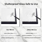 32"x30" Vanity Mirror for Wall, with Black Arched Decorative Metal Frame, Scalloped Entryway Mirror for Bedroom, Bathroom, Living Room