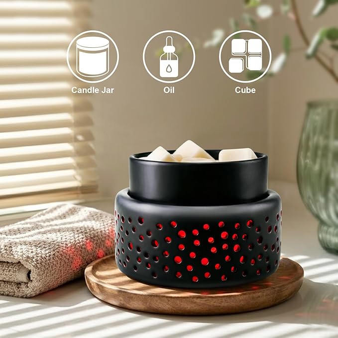 VICTORIA AROMA Cearmic Wax Melt Warmer - 7 Colors Changing LED Light Candle Wax Warmer for Scented Wax, Electric Fragrance Wax Melter for Home, Office, Bedroom Decor, and Gifts