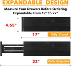 SpaceAid Bamboo 4 Pack Dresser Drawer Dividers, 4.65“ High Adjustable 17“-22” Drawer Organizers, Expandable Organization for Clothing, Clothes, Dressers, Black