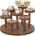 Ikee Design 7-Tier Wooden Display Riser for Jewelry, Accessories, and Collectibles items Wooden Jewelry and Figurine Display Risers, Multilevel Stand for Action Figures and Home Decor, Brown Color