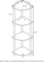 Furinno TURN-N-TUBE Corner Shelf, 4-Tier Corner Bookshelf, Display Storage Shelves with Open Shelves, for Organization and Storage, Living Room, Home Office, Garage, French Oak