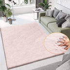 Pink Washable Fluffy 5x8 Area Rugs for Bedroom Plush Faux Rabbit Shag Fur Rug for Living Room Nursery Rug
