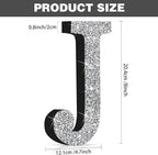 Qunclay 8'' Silver Crystal Diamond Bling Letters Crushed Diamond Decoration Wooden Glitter Letter with Screw and Hooks Rhinestone Gift for Wedding Y2k Mcbling Bedroom Wall Decor (Letter J)