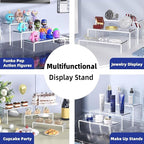 Goabroa 12 Pcs Clear Display Shelf, 3 Tiers 4mm Thick Transparent Display Stand Ideal for Collectibles Stand, Party Cake Dessert Holder, Floating Visual Lego Display Riser