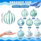 HyDren 40 Pcs Summer Ornaments for Tree 1.2 Inch Mini Beach Ocean Hanging Tree Decorations Seashells Seahorses Turtles Ornaments Balls for Holiday Party Favor Home Decorative Tropical Supplies
